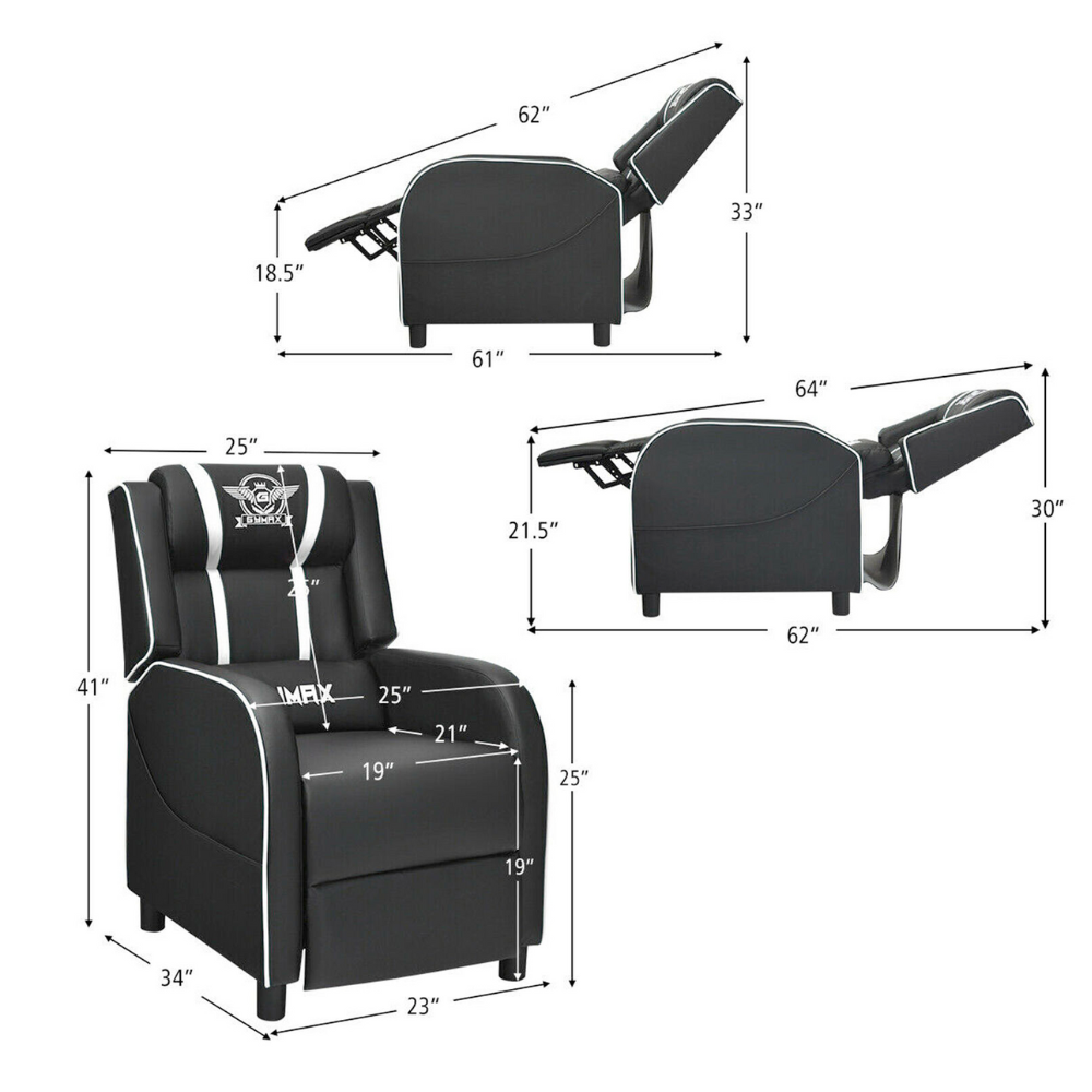 Reclining Gaming Massage Chair with Lumber Support
