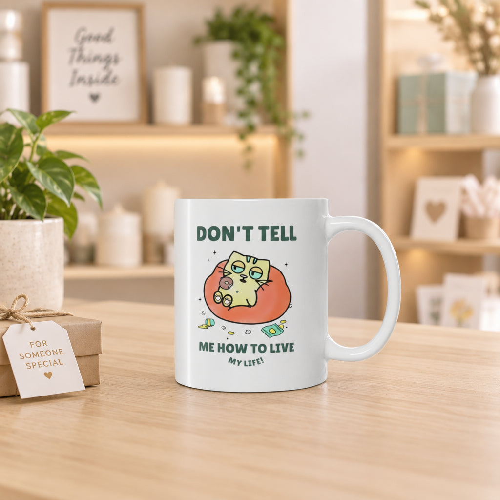 Don't Tell Me How To Live My Life Cat Coffee Tea Mug