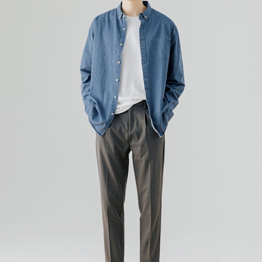 Mens Relaxed Fit Denim Shirt