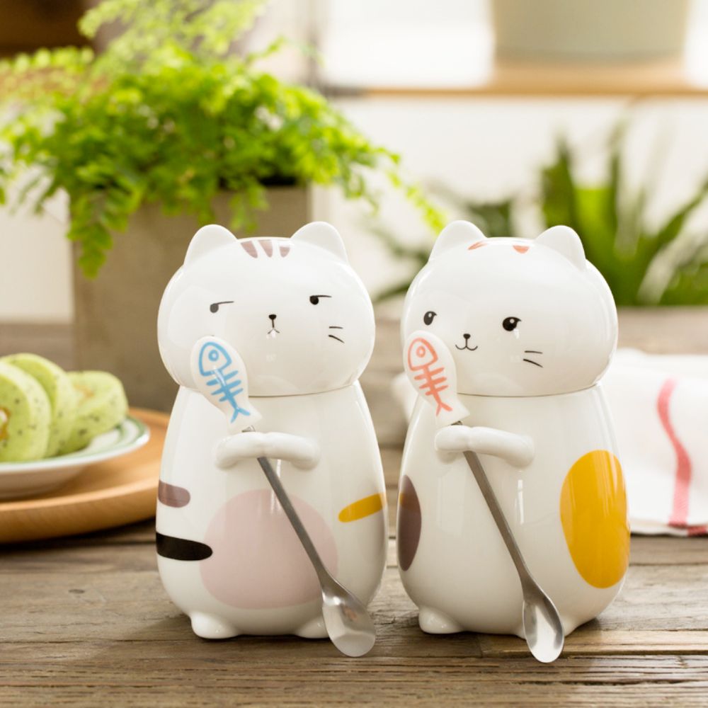 3D Cat Mug with Spoon Set
