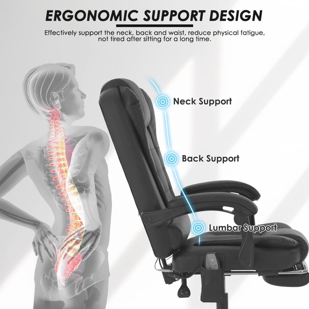 Premium Office 5 Massage Mode Chair with Footrest