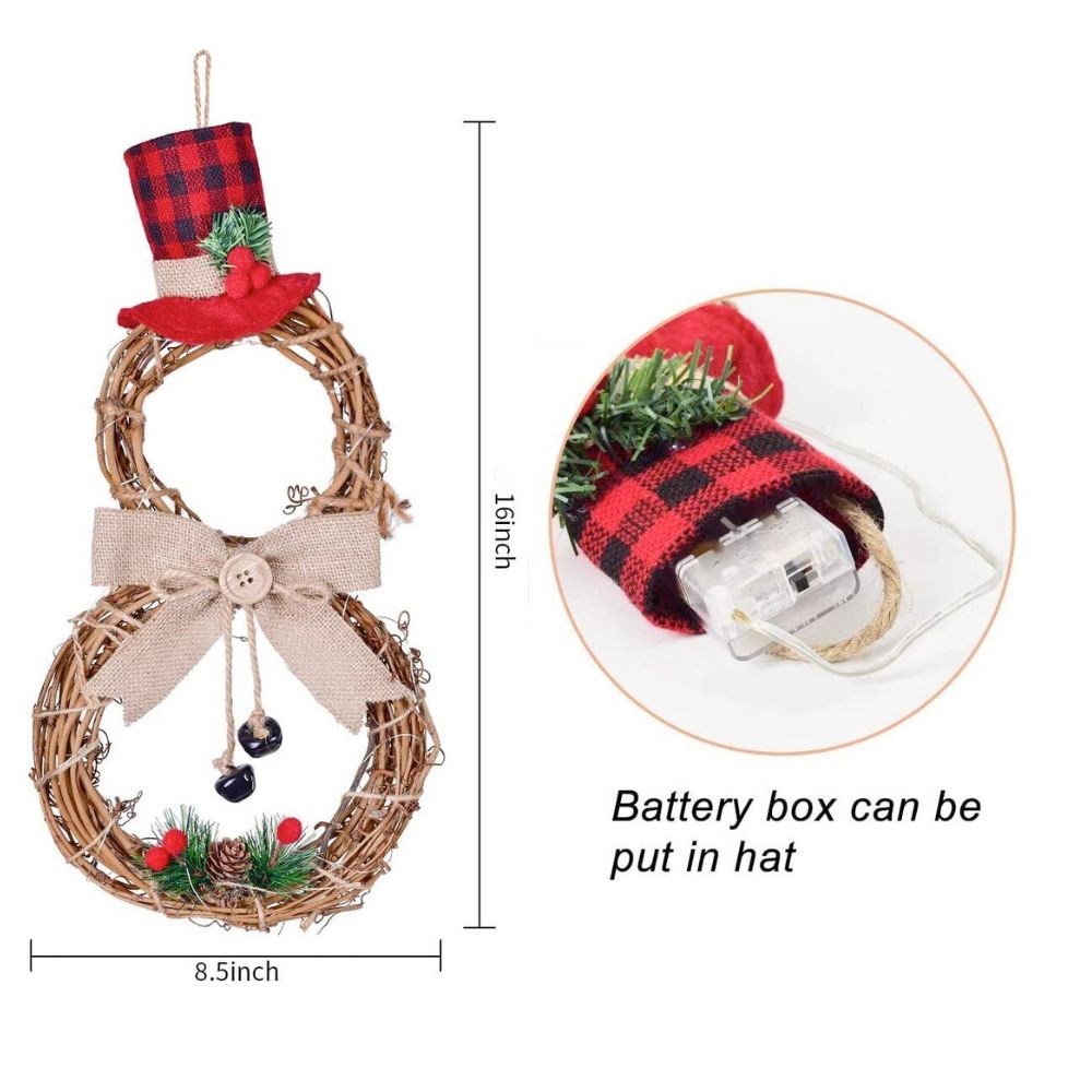 Holiday Snowman Light Up Wreath