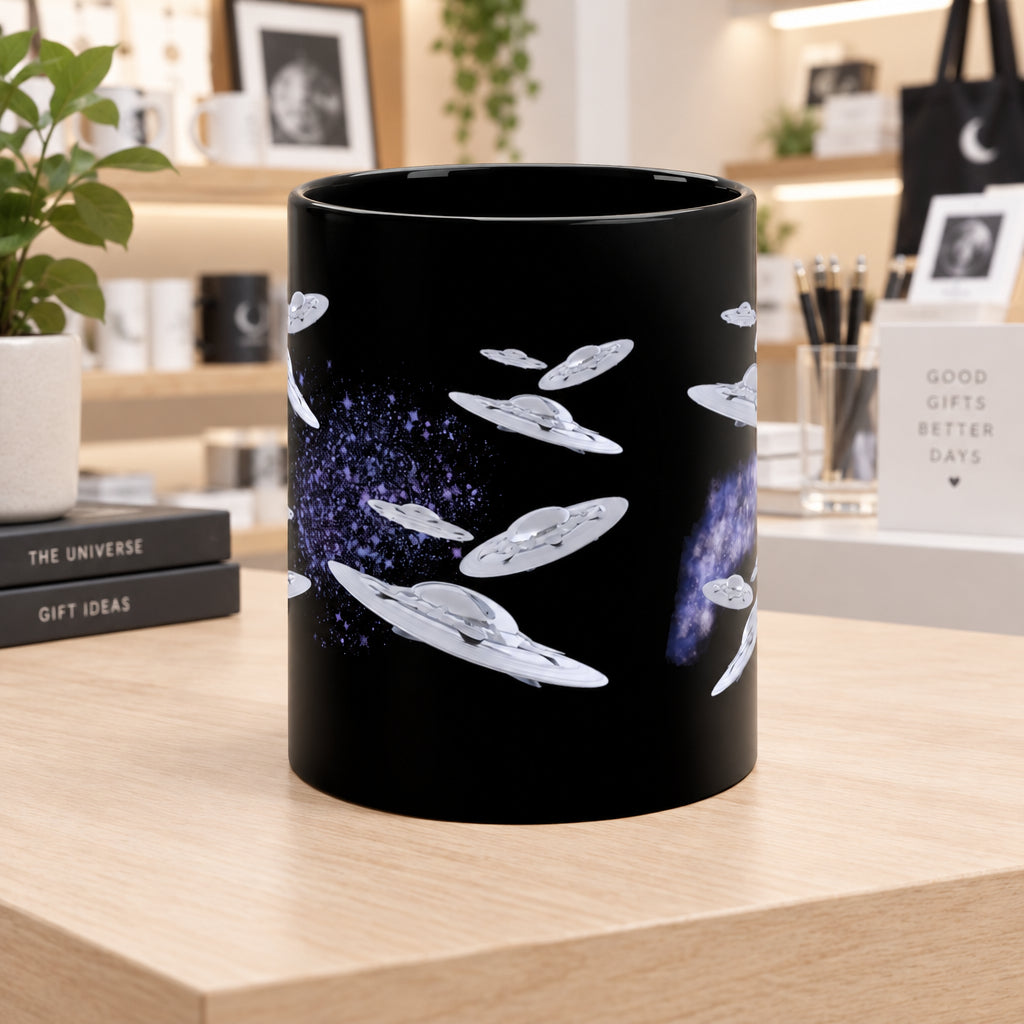 Flying UFO's Black Coffee Tea Mug