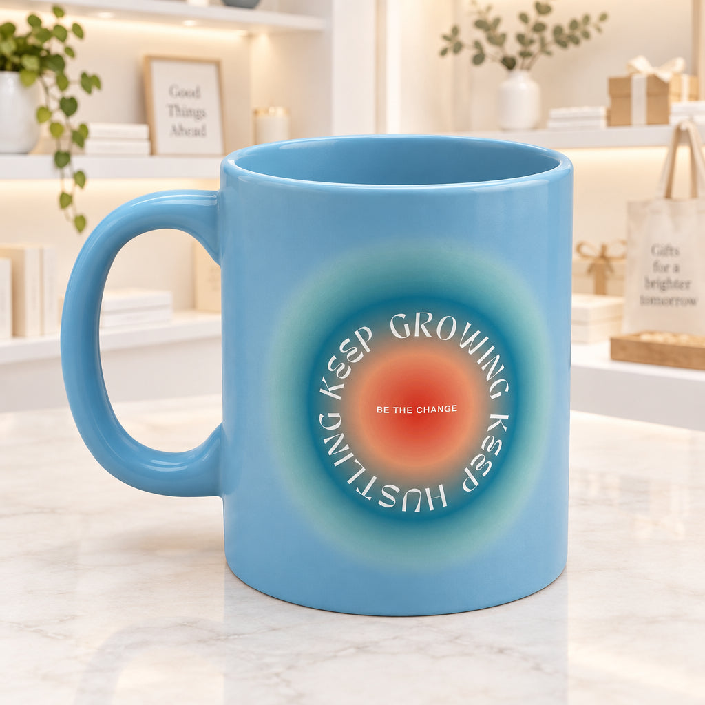 Keep Growing, Keep Hustling Blue Mug