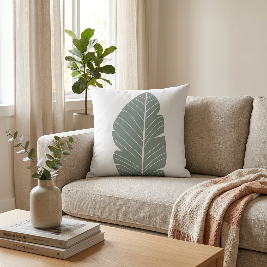 Abstract Green Leaf Double Sided Cushion Home Decoration Accents - 4 Sizes