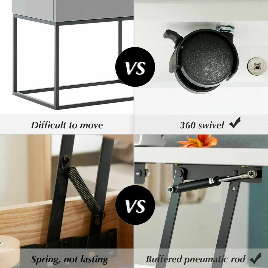 Wooden Side Table with Extendable Cover Top