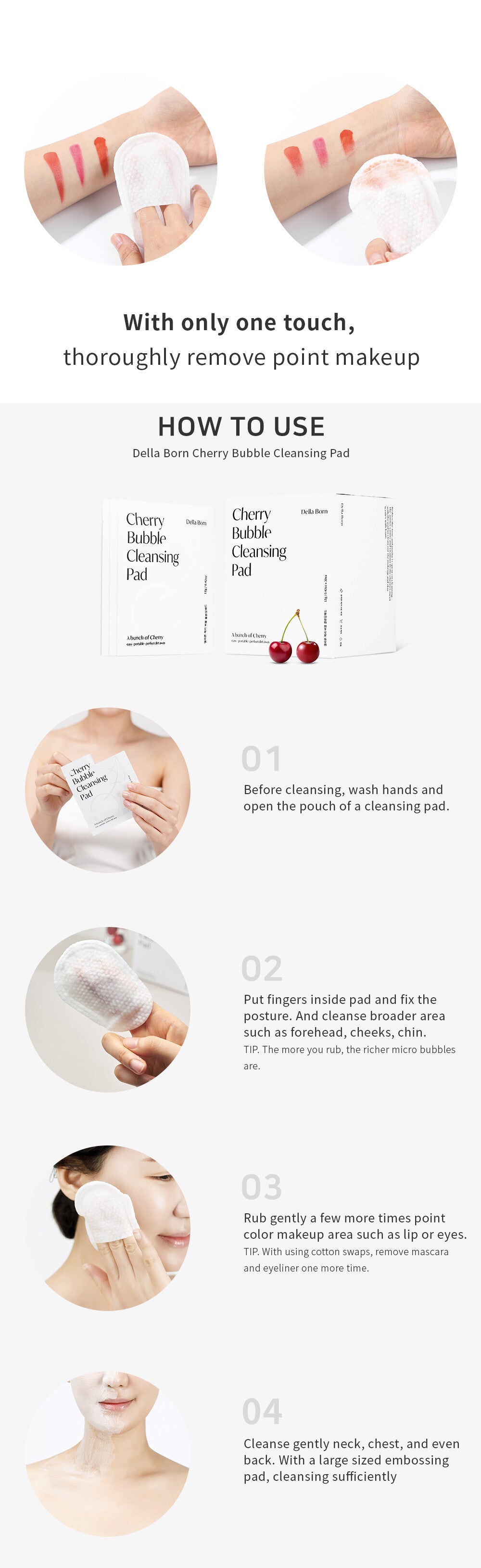 Korea Della Born Cherry Bubble Cleansing Pads