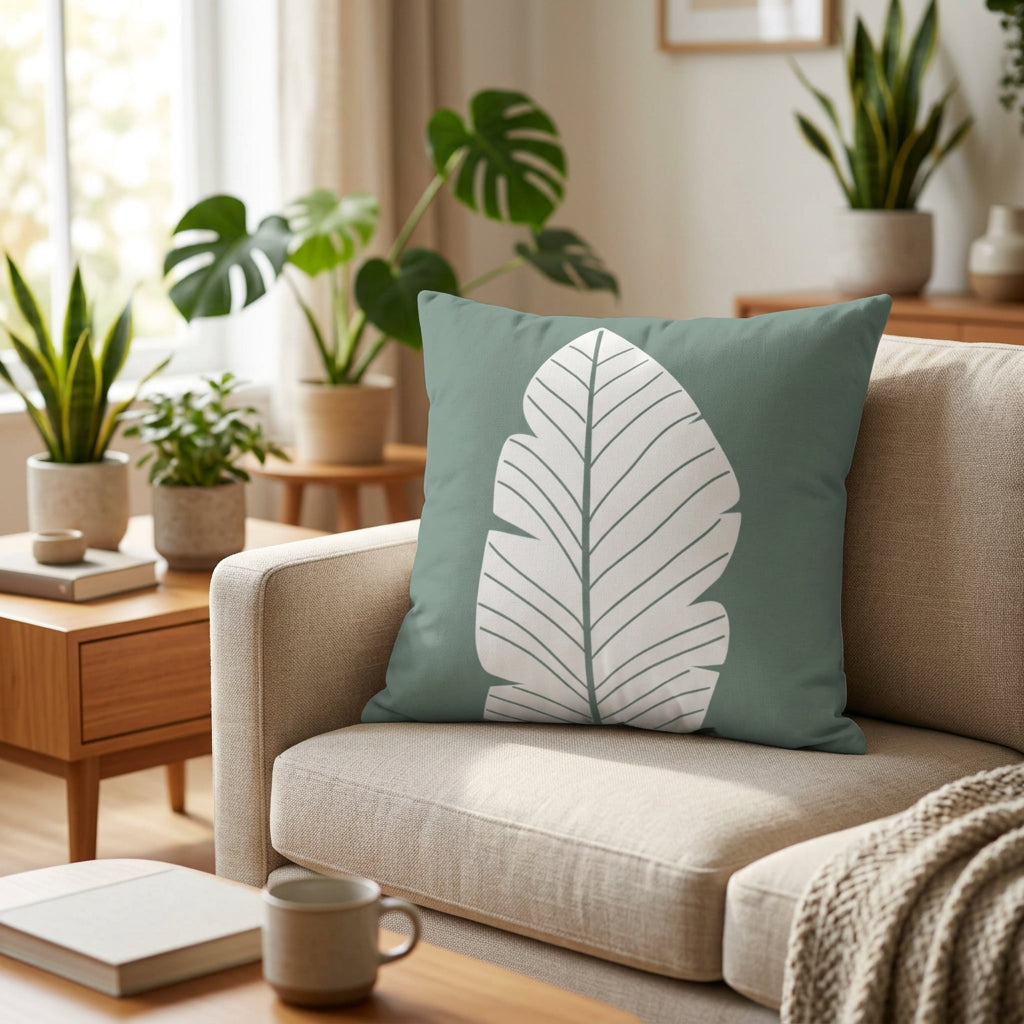 Abstract Green Leaf Double Sided Cushion Home Decoration Accents - 4 Sizes