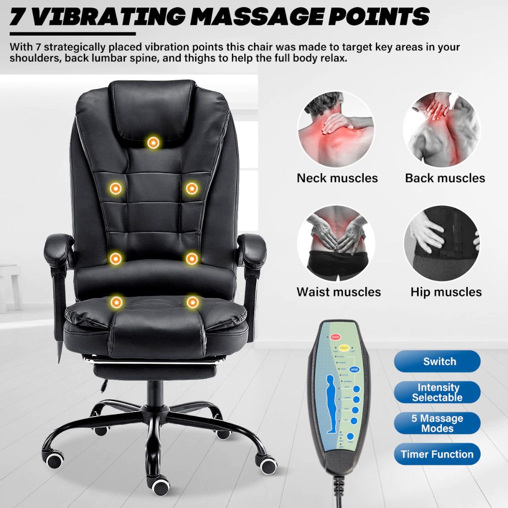 Premium Office 5 Massage Mode Chair with Footrest