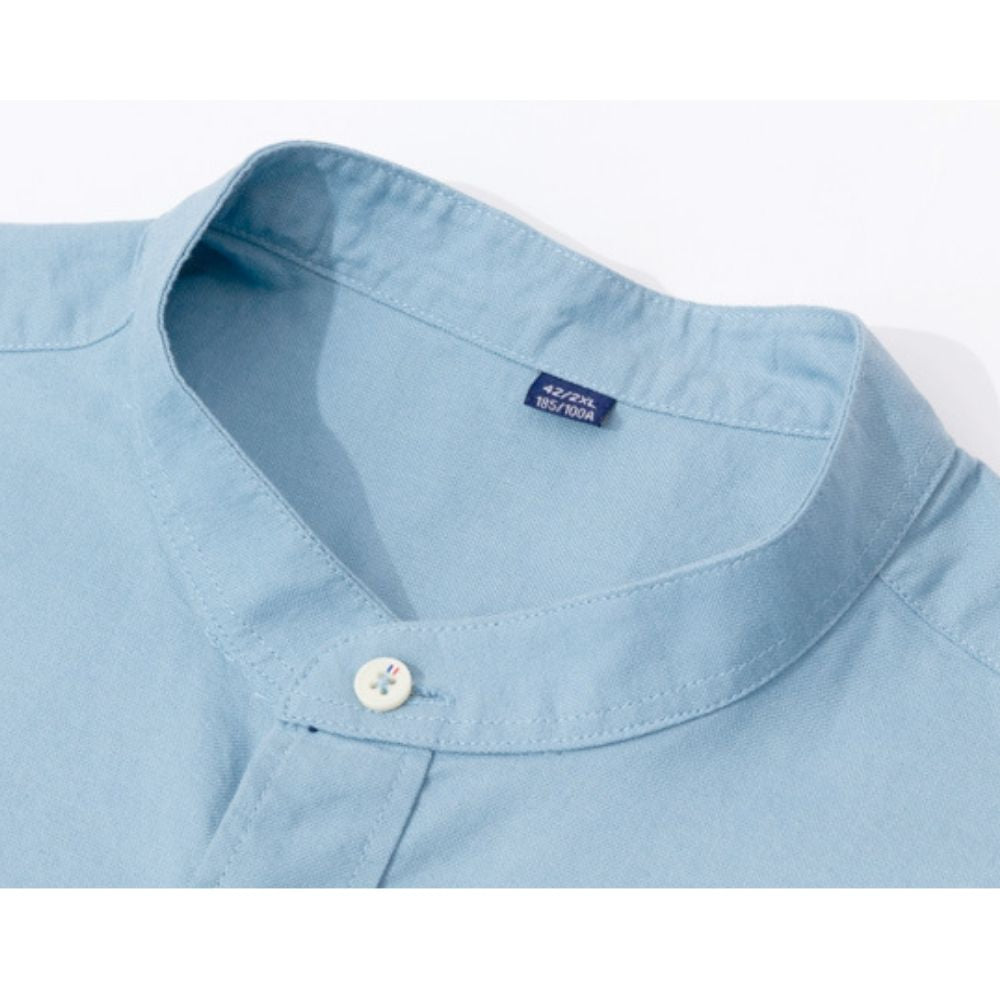Mens Stand Collar Button Down Shirt