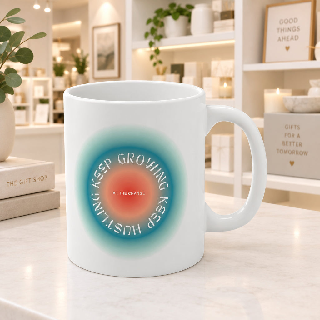 Keep Growing, Keep Hustling Blue Mug
