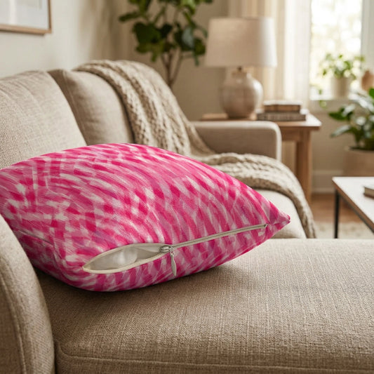Happy Pink Square Pillow - 4 Sizes