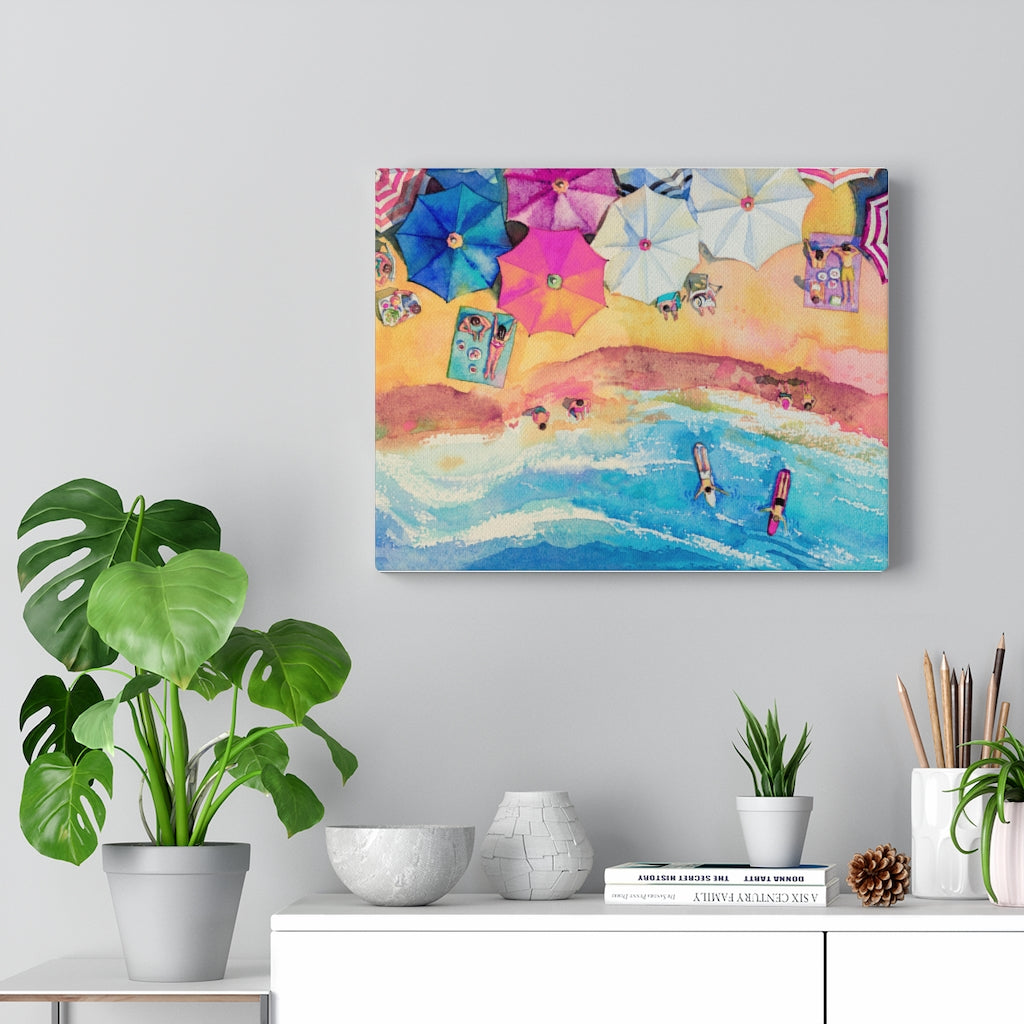 Colorful Day at The Beach Canvas Gallery Wraps Wall Art