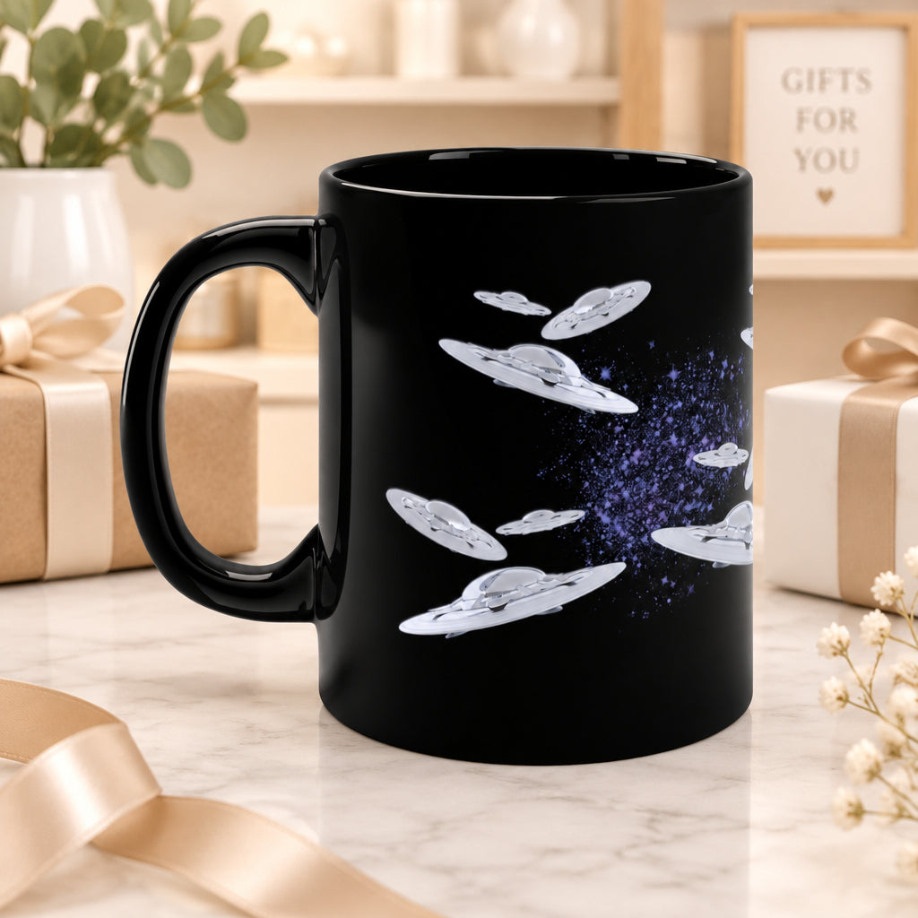 Flying UFO's Black Coffee Tea Mug