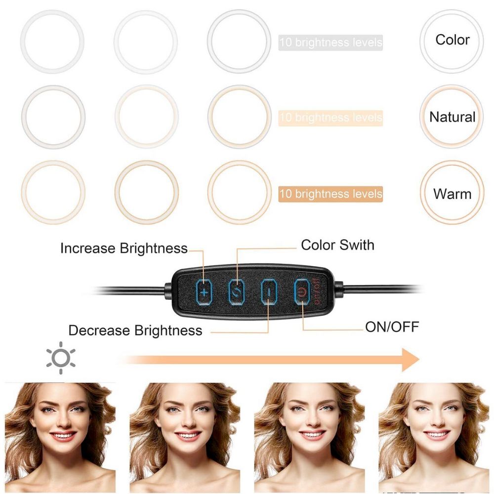 10 inch LED ring light with stand for streaming and photography