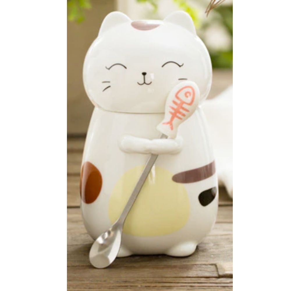 3D Cat Mug with Spoon Set