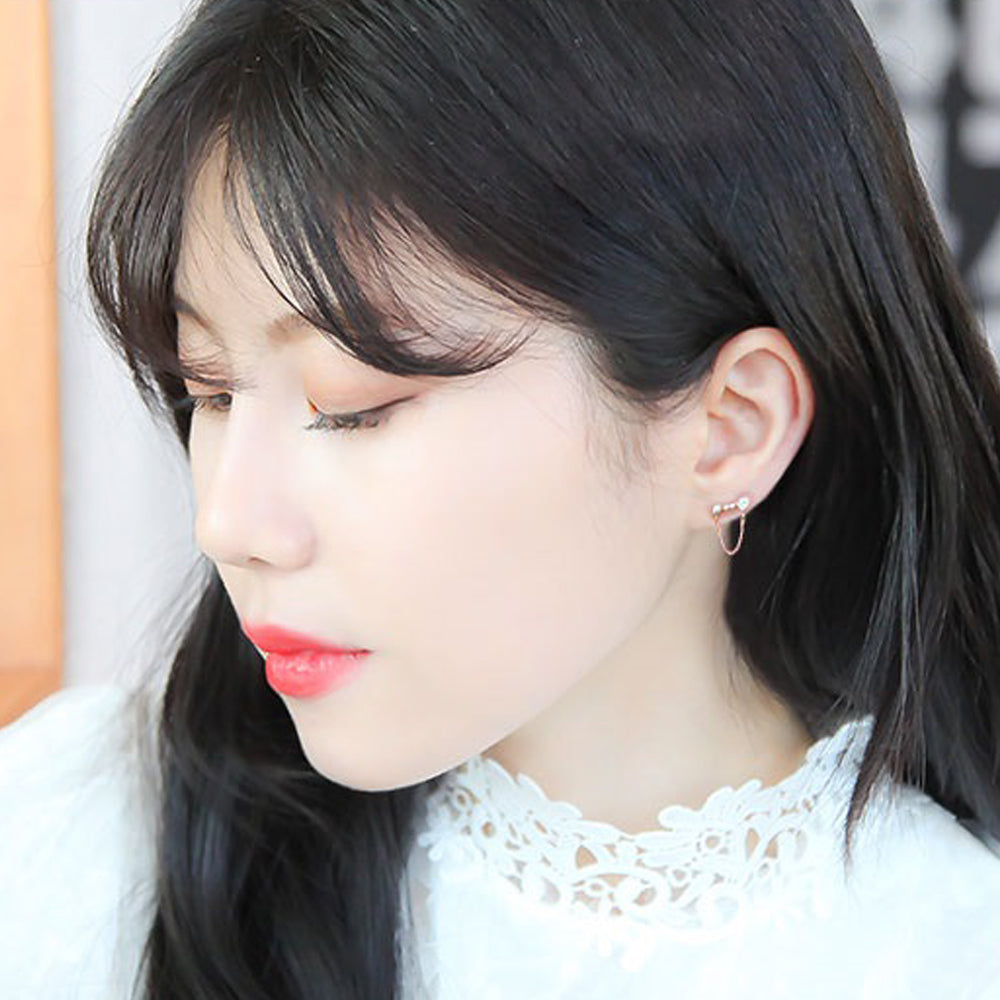 Clara Chain Hoop Earrings with 14K Gold Pin