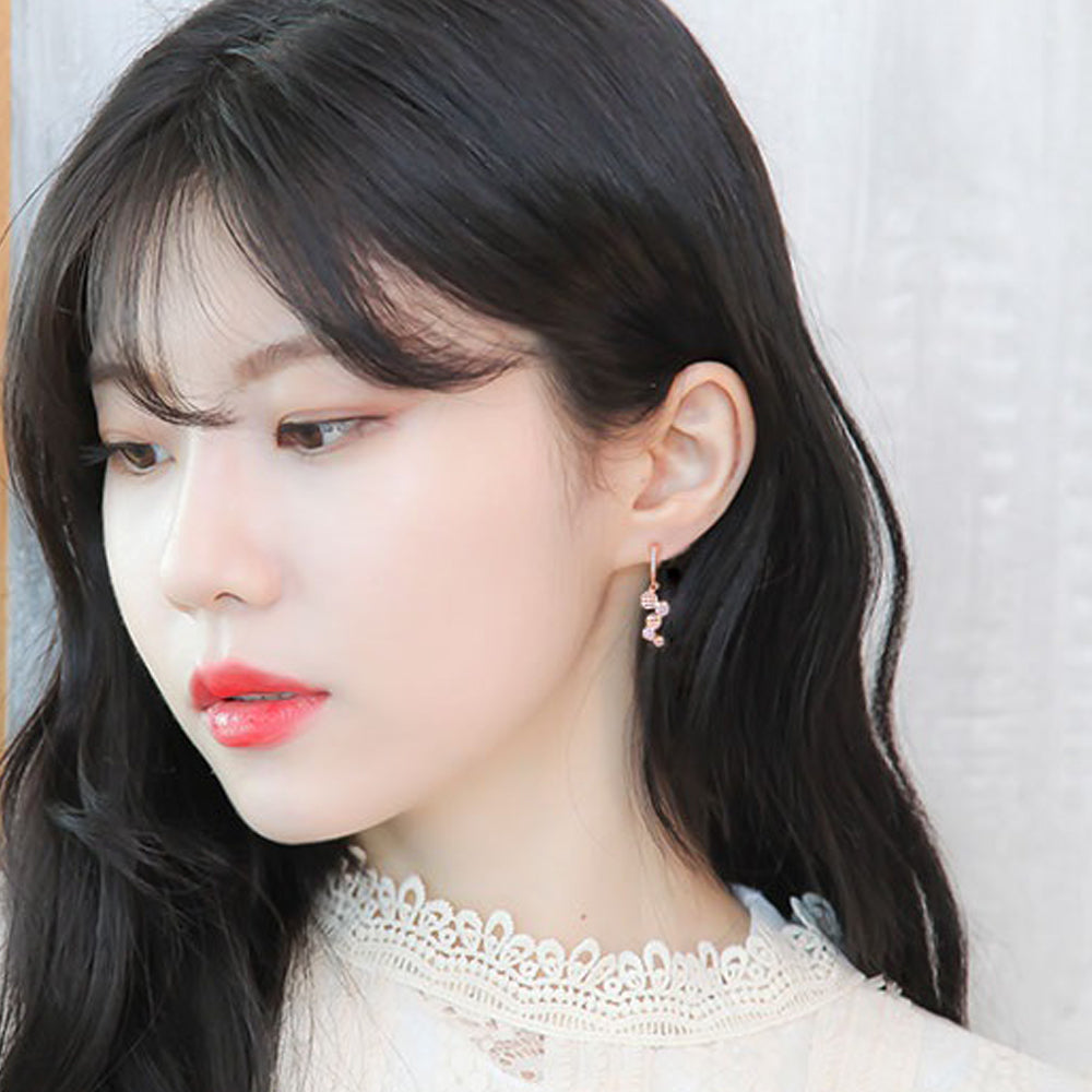 Fion Circle Coin Rose Gold Crystal Earrings with 14K Gold Pin