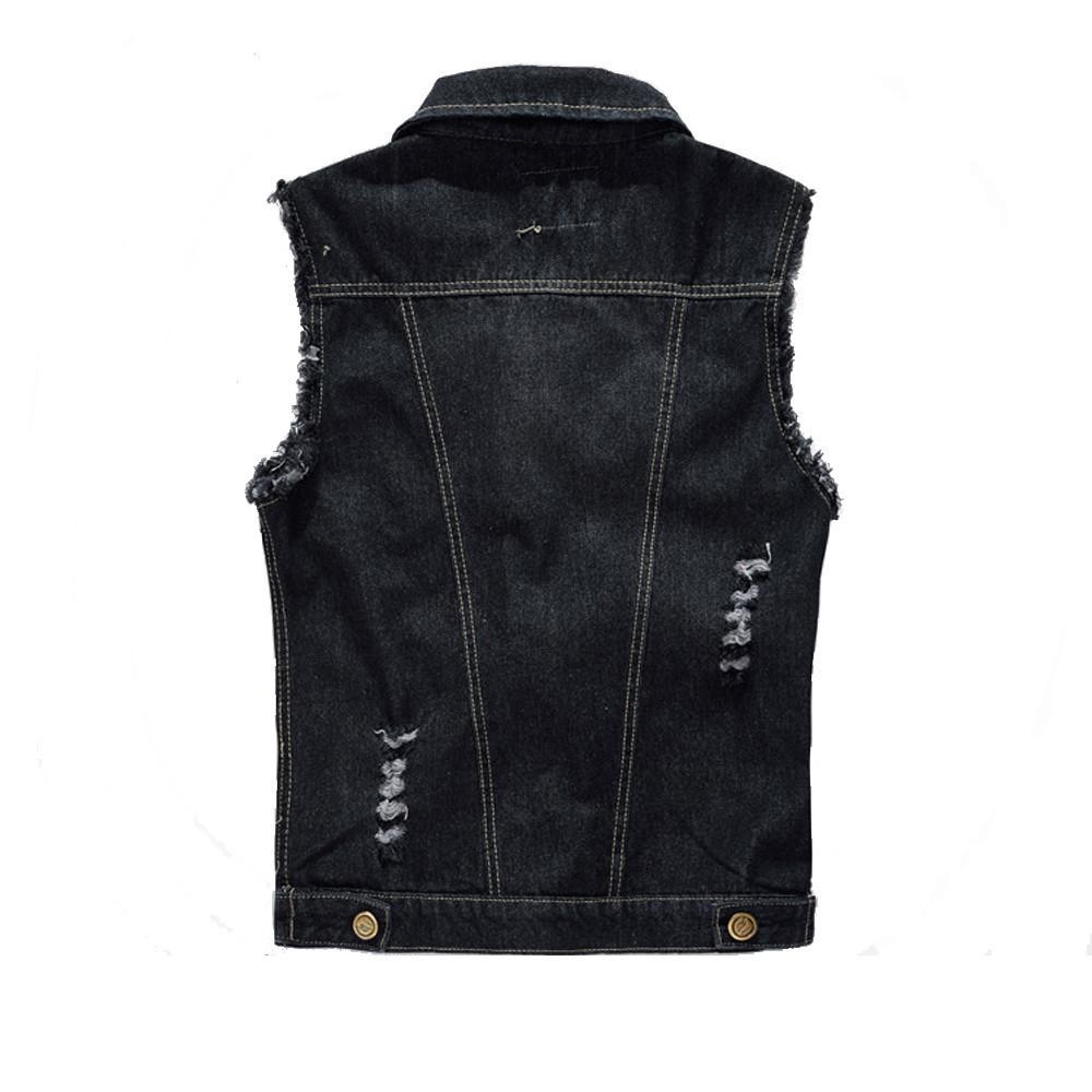 Mens Street Style Black Jean Vest