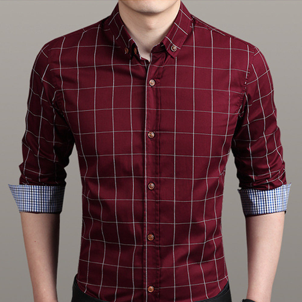 Mens Checkered Button Down Shirt In Red