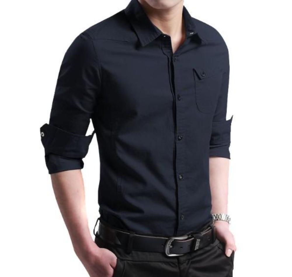 Mens Long Sleeve Button Front Cotton Shirt