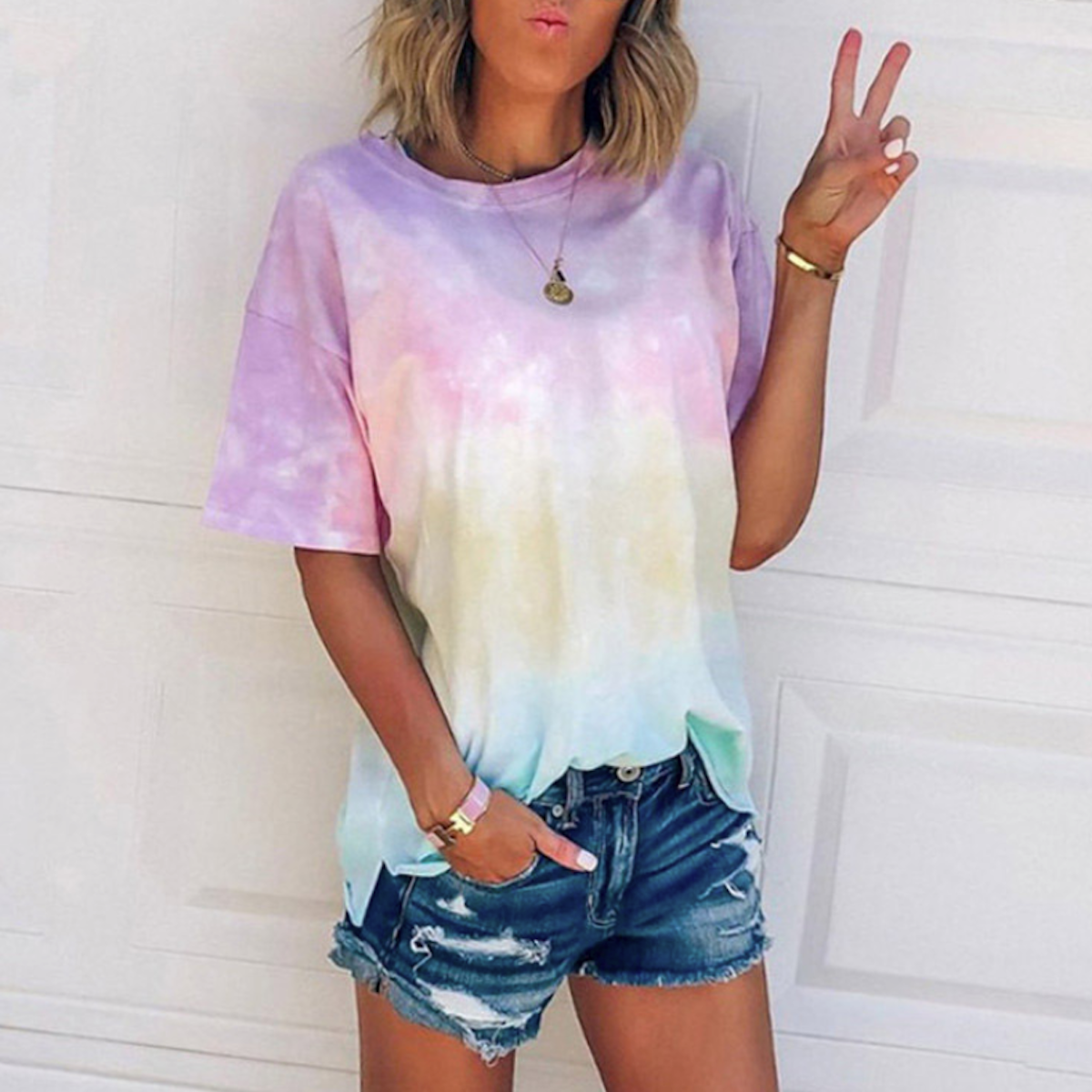 Womens Gradient Unicorn Rainbow Color T-Shirt