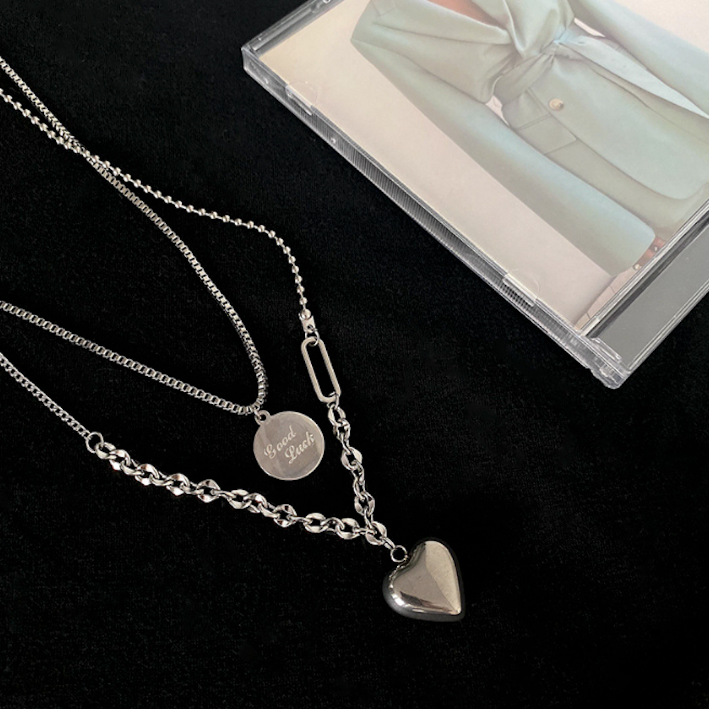 Womens Good Luck Layered look Necklace With Heart Shape Pendant