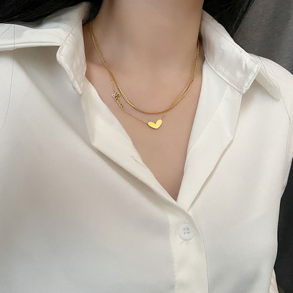 Womens Love Theme Layered look Necklace