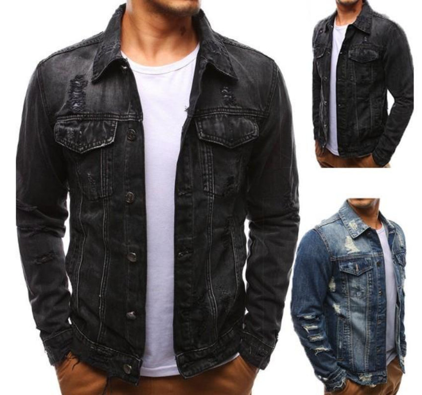 Mens Distressed Denim Jacket