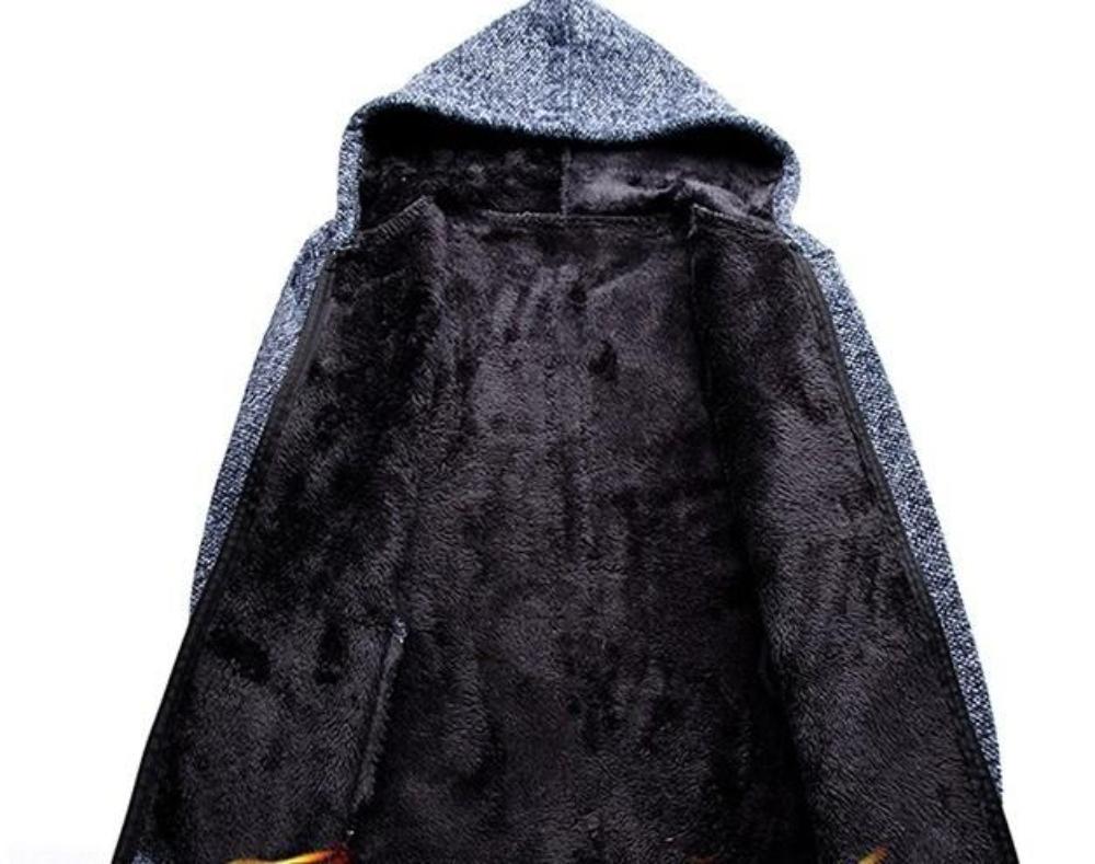 Mens Zipped Up Hooded Jacket in Gray