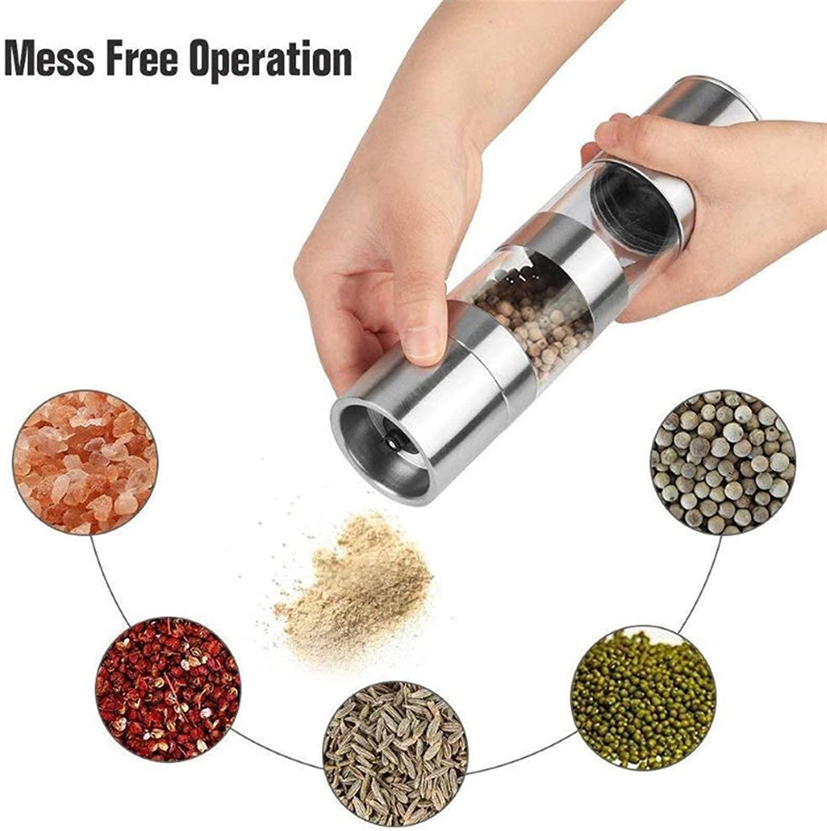 Stainless Steel Salt Pepper Multi Grinder