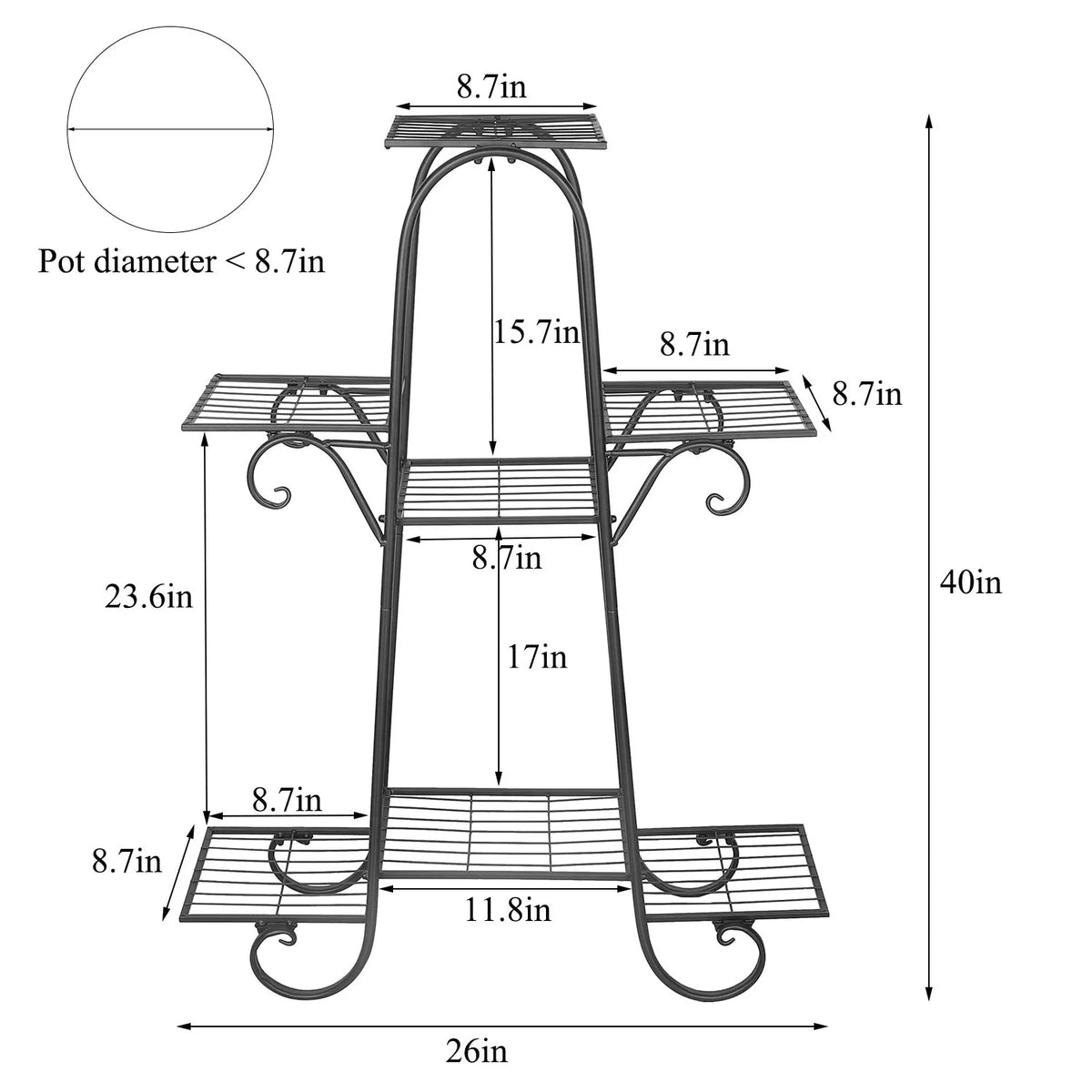 Metal 7 Pot Plant Stand