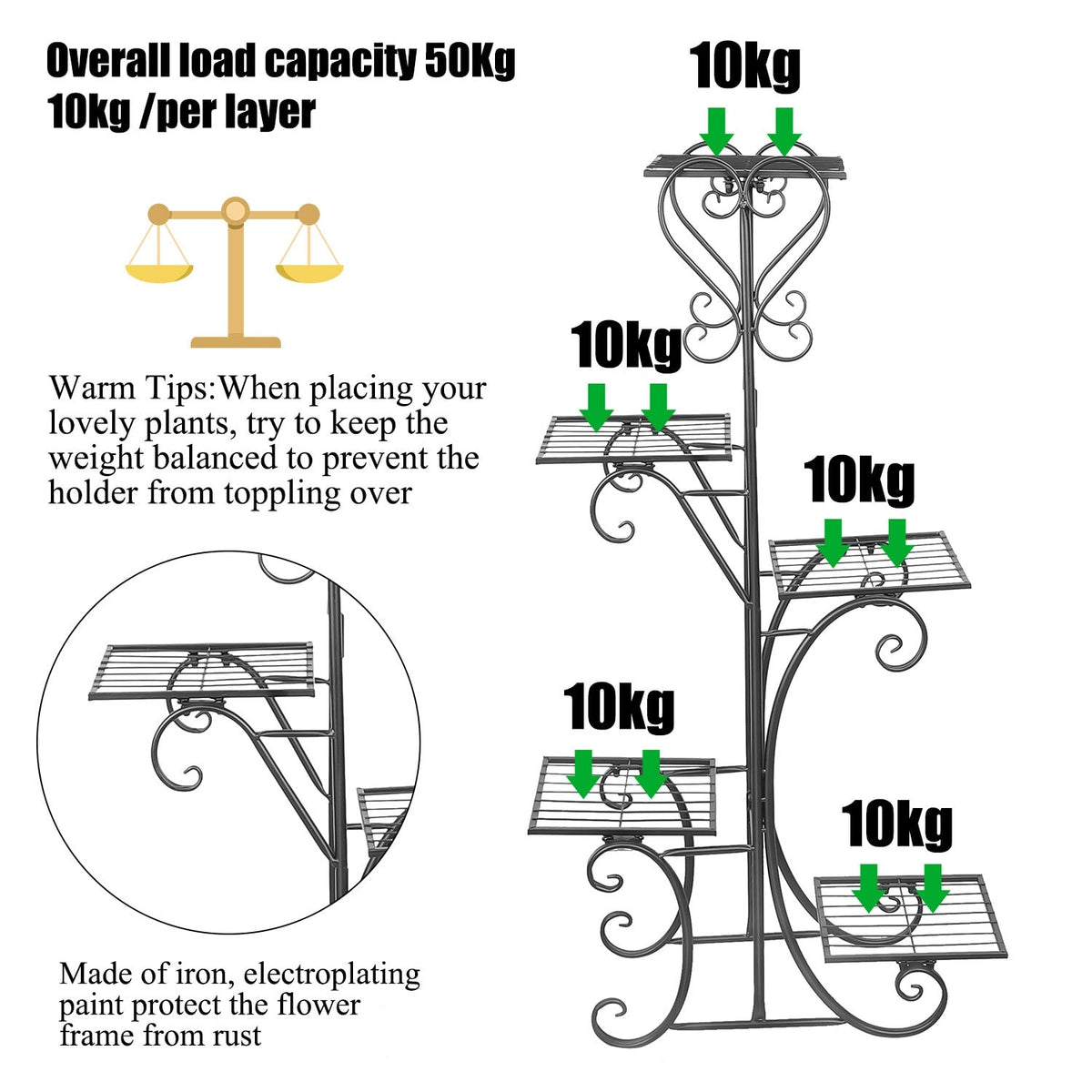 Indoor and outdoor 5 Tier Metal Plant Stand