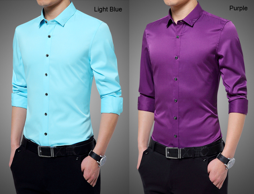 Mens Shirt with Embroidered Collar