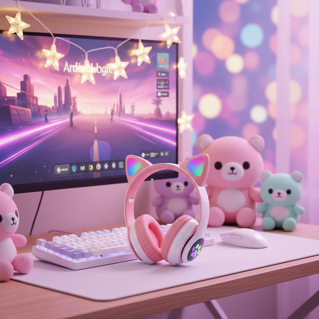 Cartoon LED Cat Ear Bluetooth Headphones