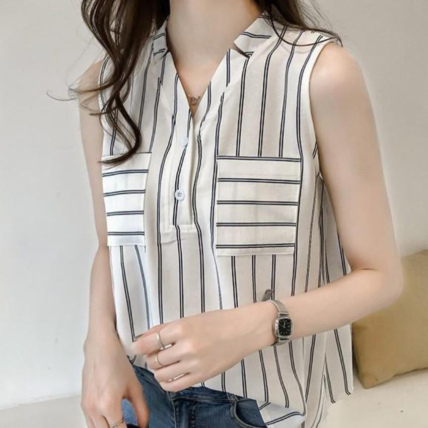Womens V Neck Sleeveless Blouse