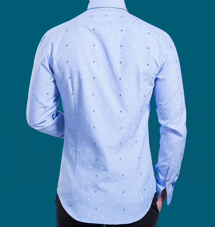 Mens Slim Fit Blue Long Sleeve Shirt