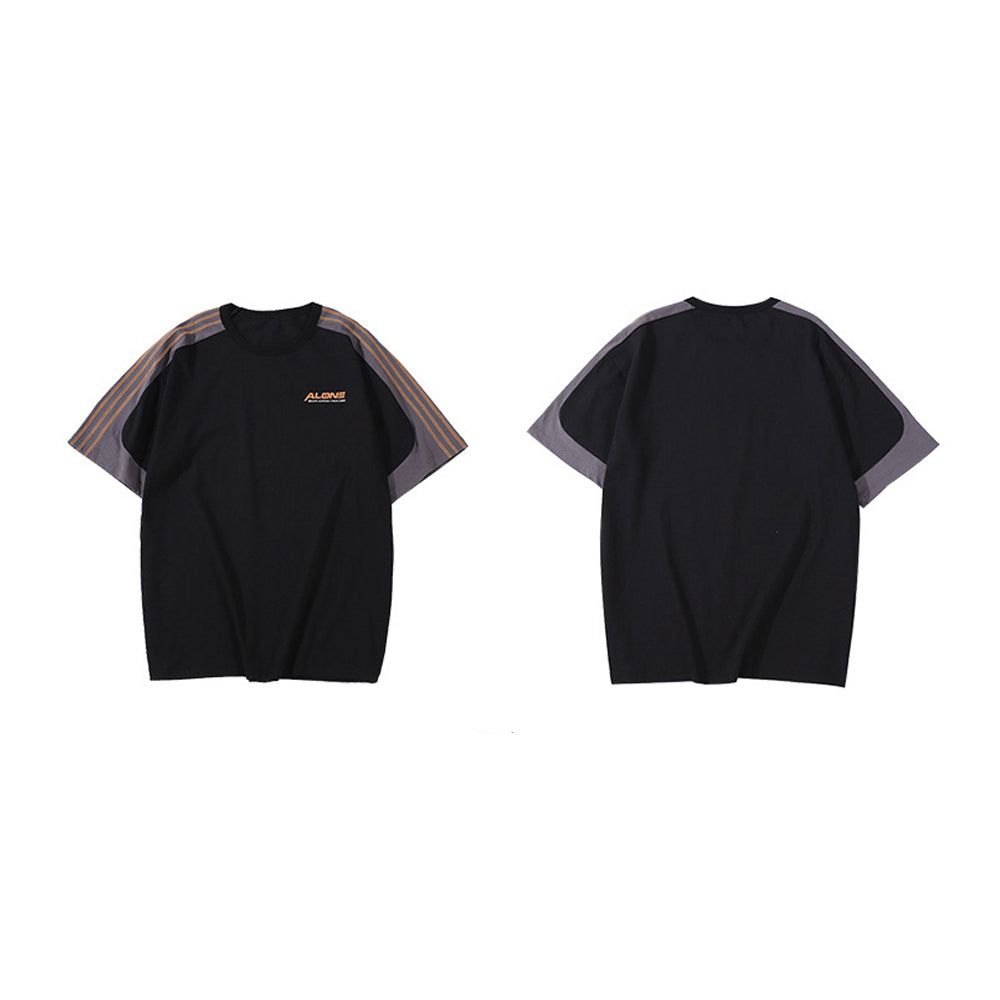 Mens Drop Shoulder T Shirt with Strips