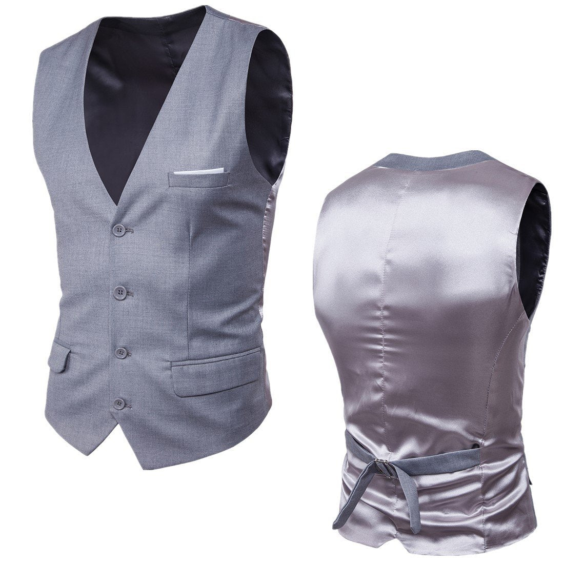 Mens Slim Fit Button Down Vest with Pocket Details