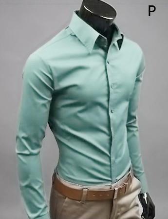 Mens Slim Fit Shirt Button Front Style