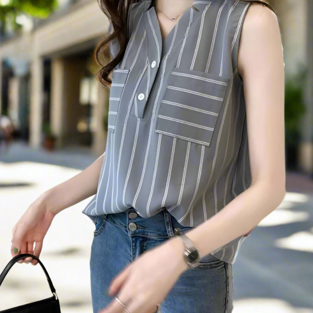 Womens V Neck Sleeveless Blouse