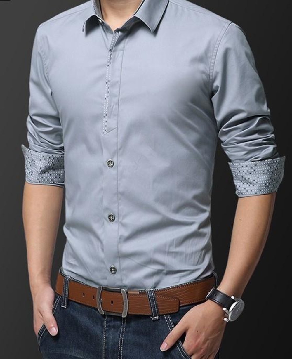 Mens Casual Button Front Slim Fit Shirt