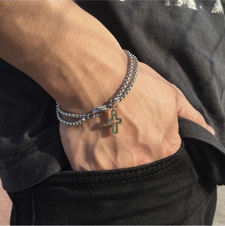 Buy 1 Get 2 Free | Layered Chain Bracelet With Cross