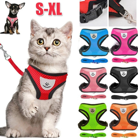 Adjustable Cat Dog Harness with Leash