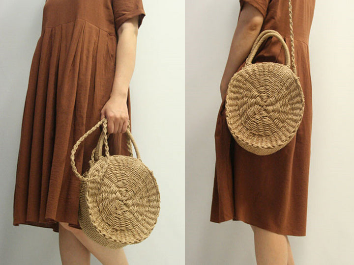 Circular Straw Shoulder Bag