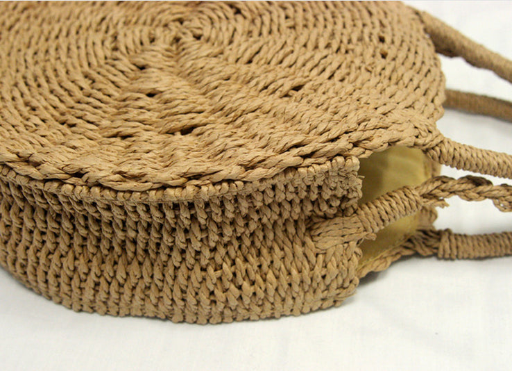 Circular Straw Shoulder Bag