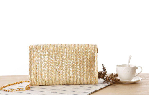 Cherry Straw Bag with Chain