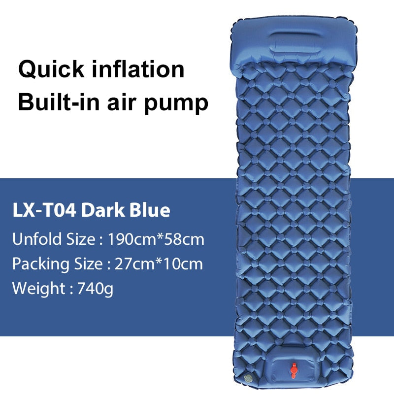 Inflatable Camping Mat with Pump and Headrest