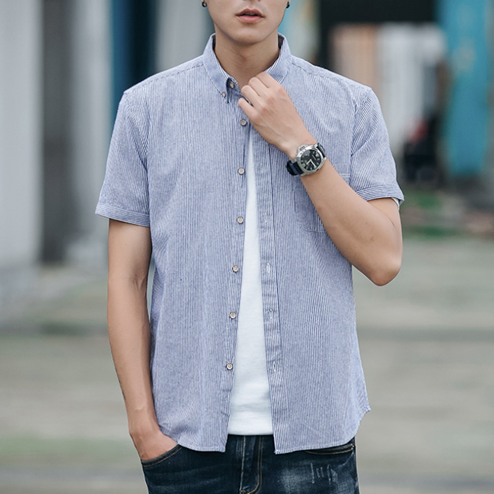 Mens Short Sleeve Striped Shirt