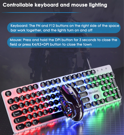 Dragon  BX9 LED Backlight Gaming USB Wired Keyboard Mouse Set